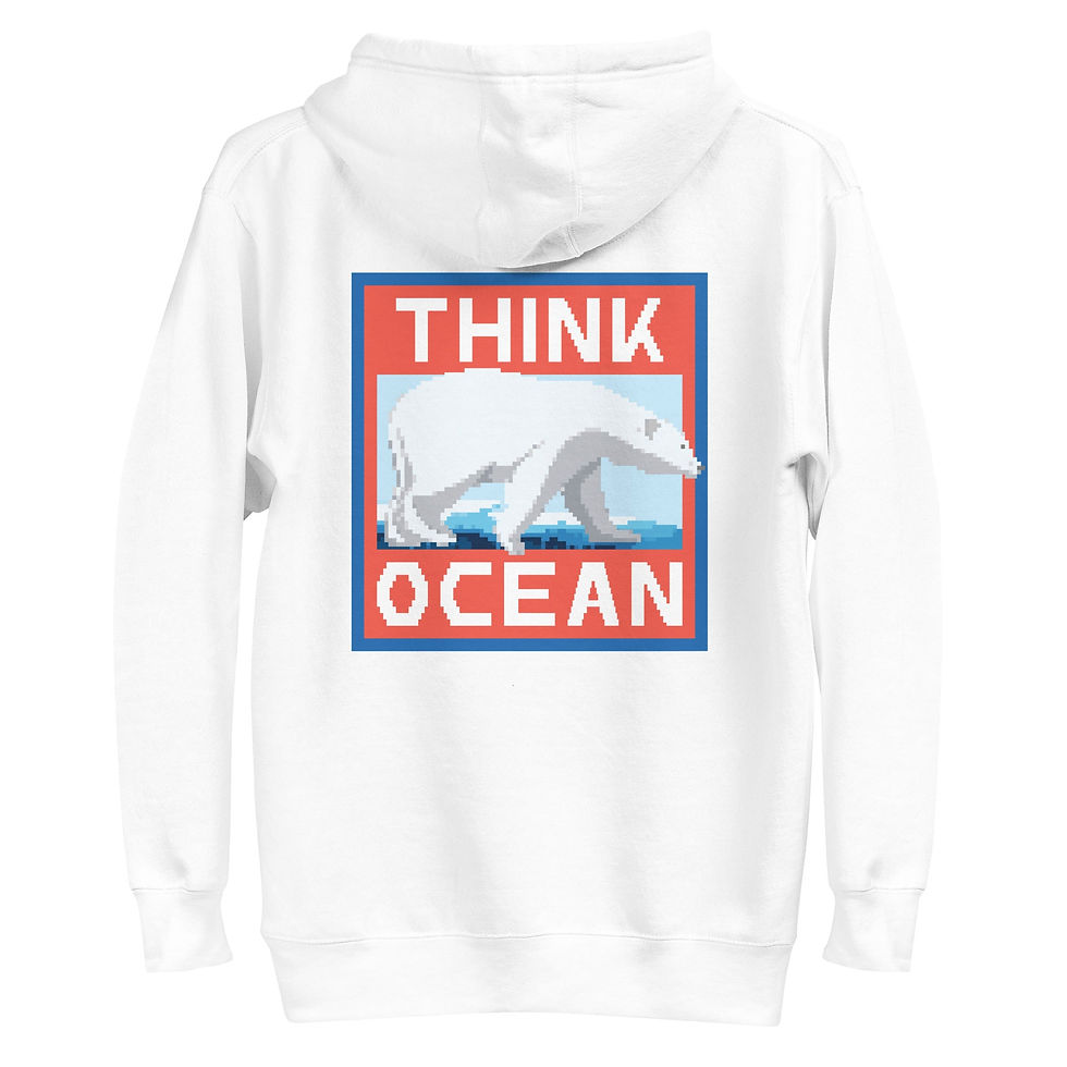 Thumbnail: Think Ocean Polar Bear Pixel Art Cotton Blend Hoodie