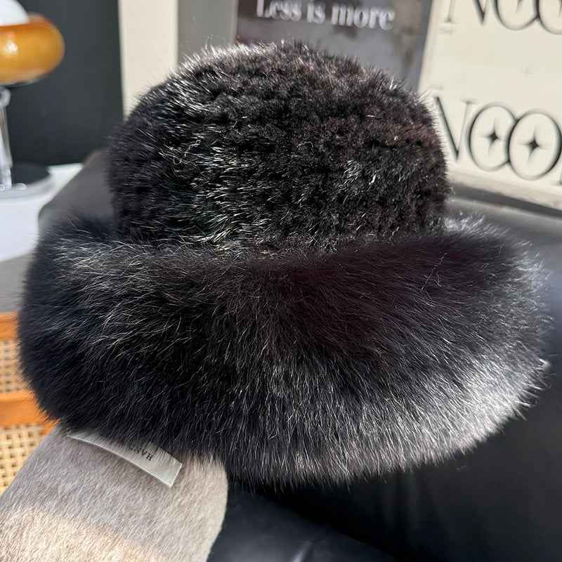 Thumbnail: Fireladyfur Women's Mink & Fox Fur Winter Bucket Hat
