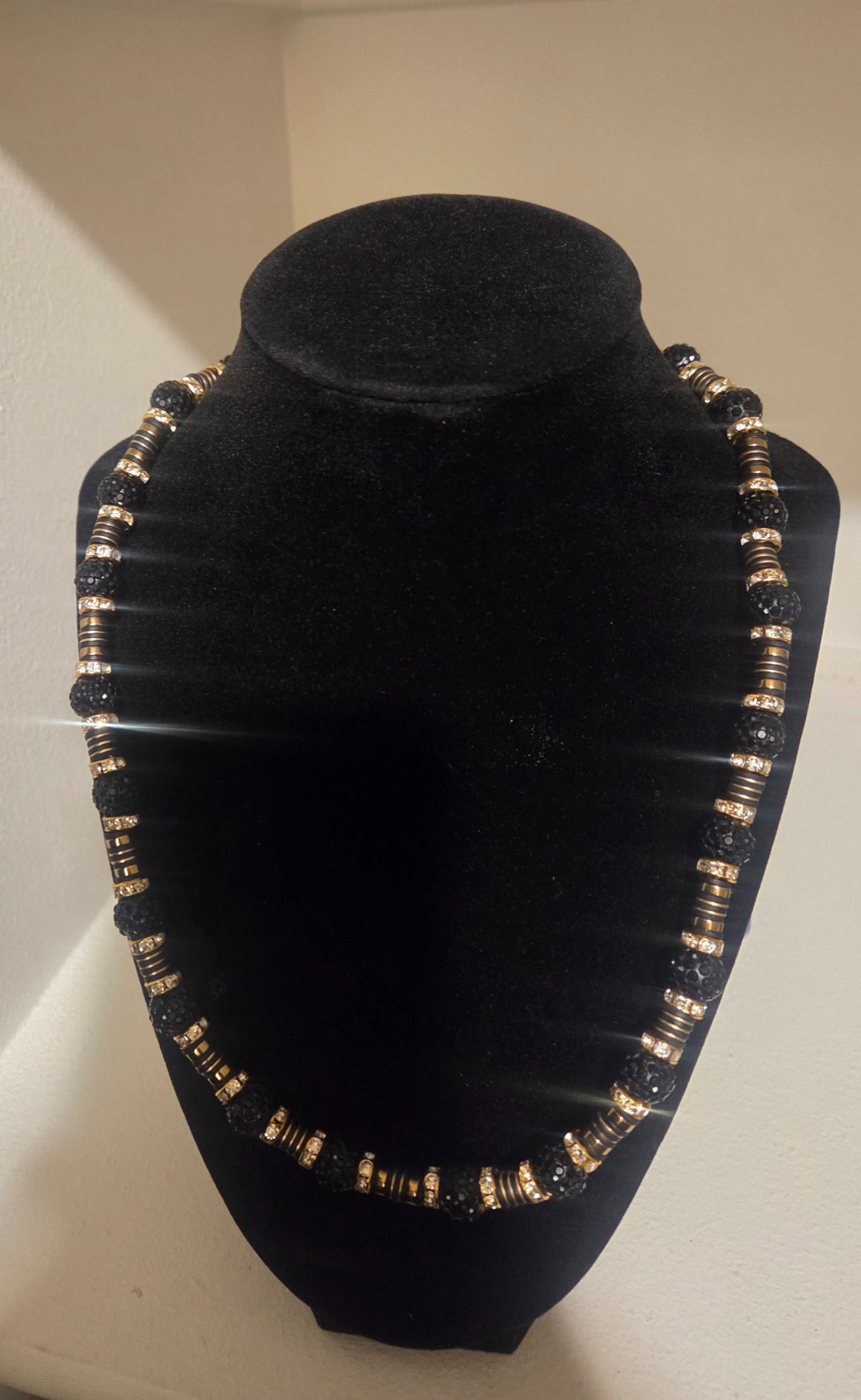 Two-Tone Onyx-Gold Iced Necklace By Ivan Greenidge - Unisex
