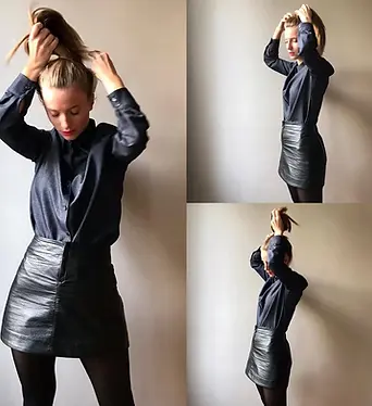 Rock attitude pour notre silhouette du jour.Mini jupe effet cuir en polyuréthane et coton,