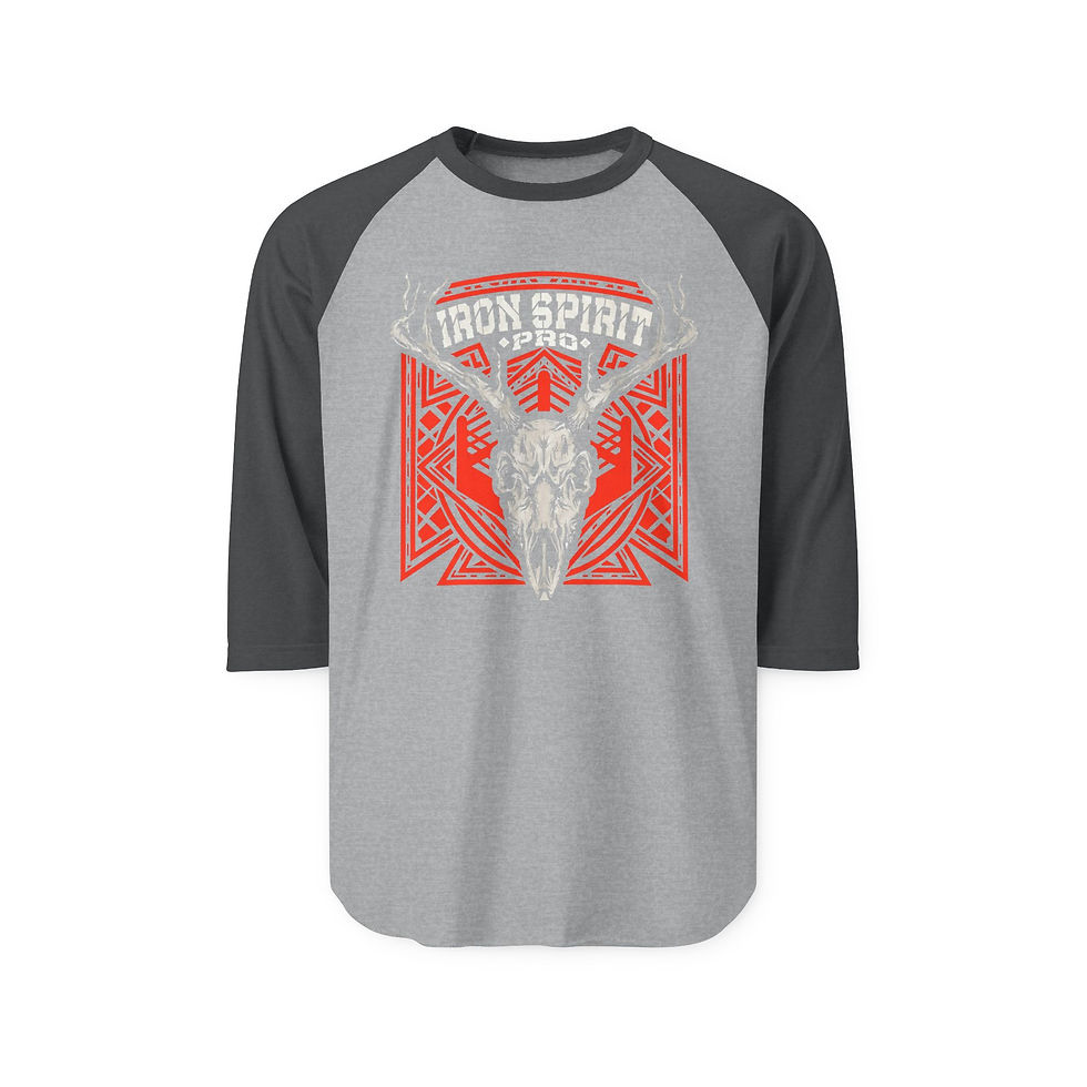 Thumbnail: Iron Spirit Pro Wrestling “Skull Antler” Baseball Tee Raglan Shirt 