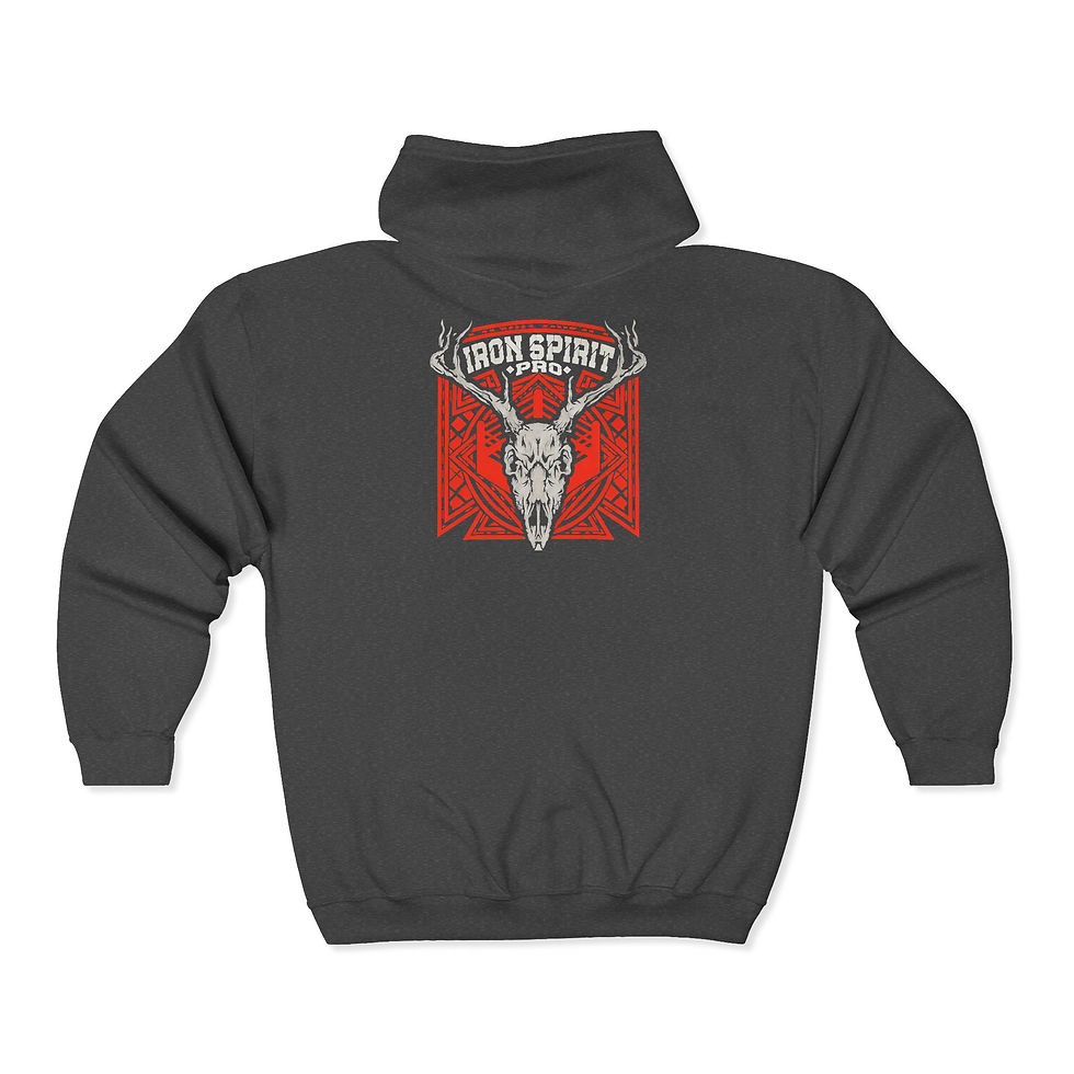Thumbnail: Iron Spirit Pro Wrestling “Skull Antler” Full Zip Hoodie