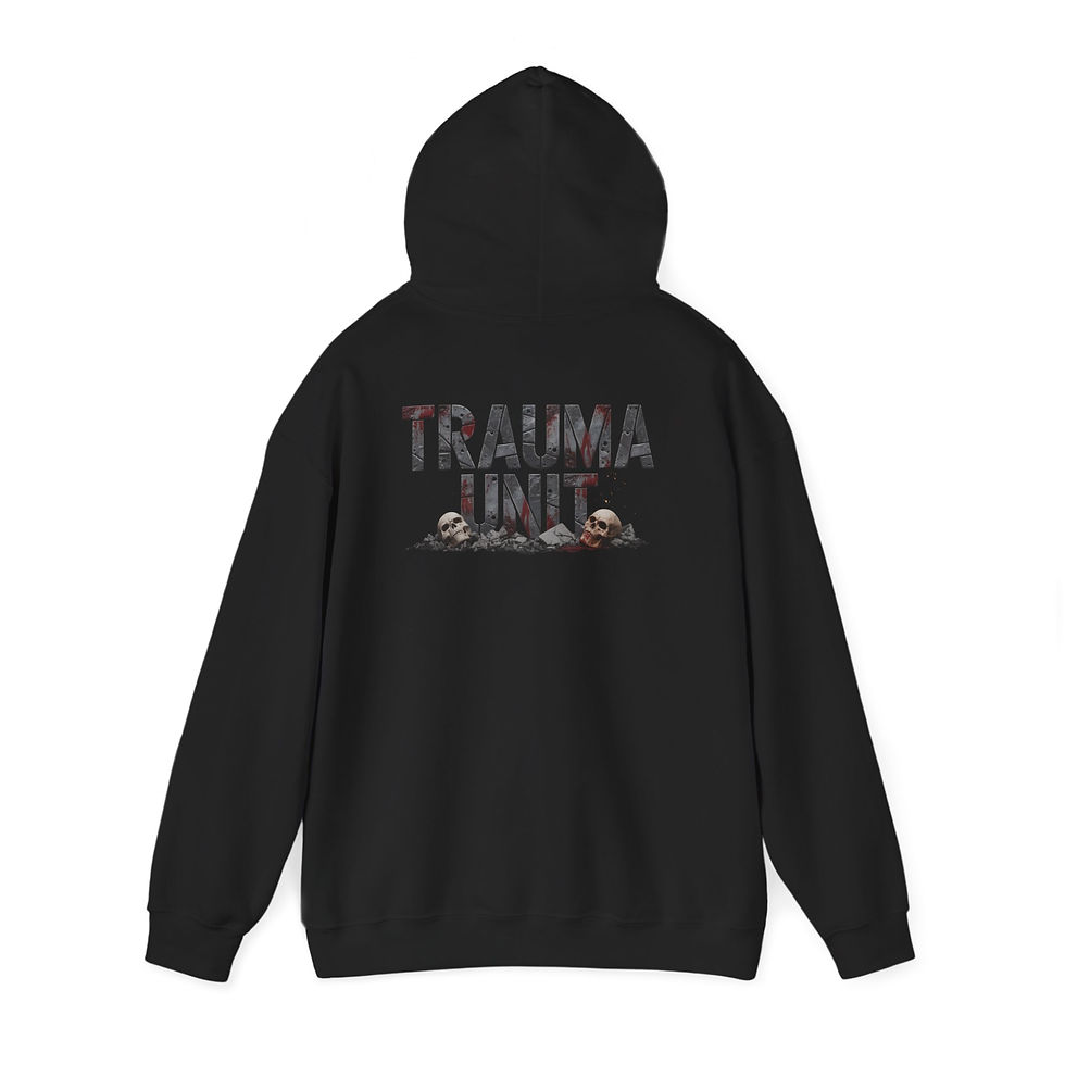Thumbnail: Trauma Unit Pullover Hoodie Back Logo Sweatshirt Devonte Knox & Theo White