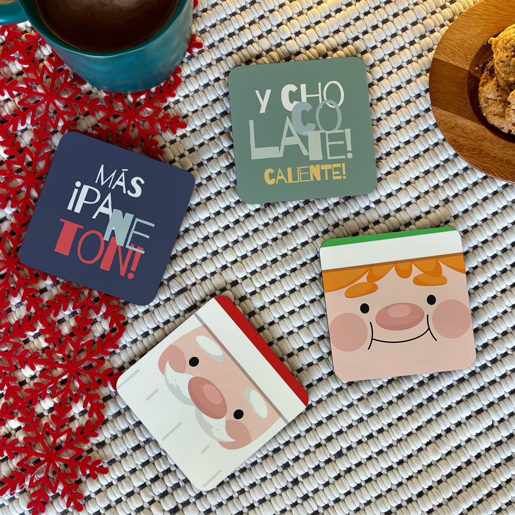Colección Posavasos Navideños - Más ¡Panetón y chocolate caliente!