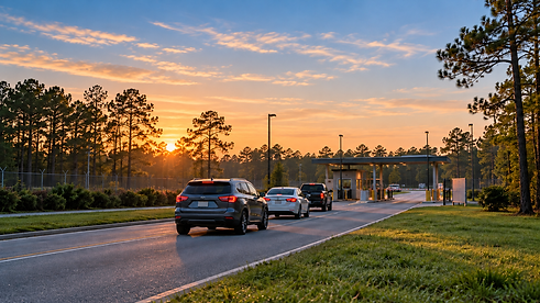 Sunrise commute at the field gate.png