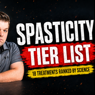 Visual tier list ranking 17 stroke spasticity management treatments from worst to best based on clinical research and GRADE evidence methodology