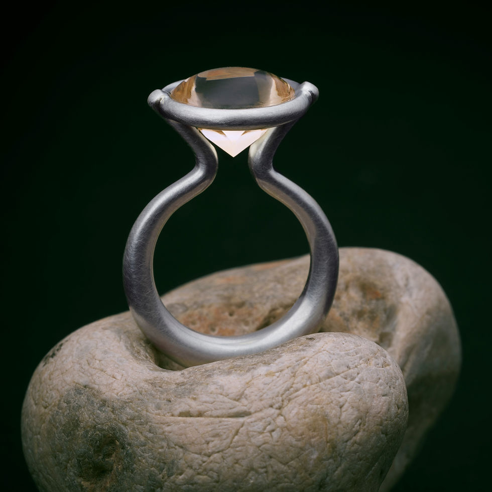 Silber Ring Schwung Citrin Blume 2