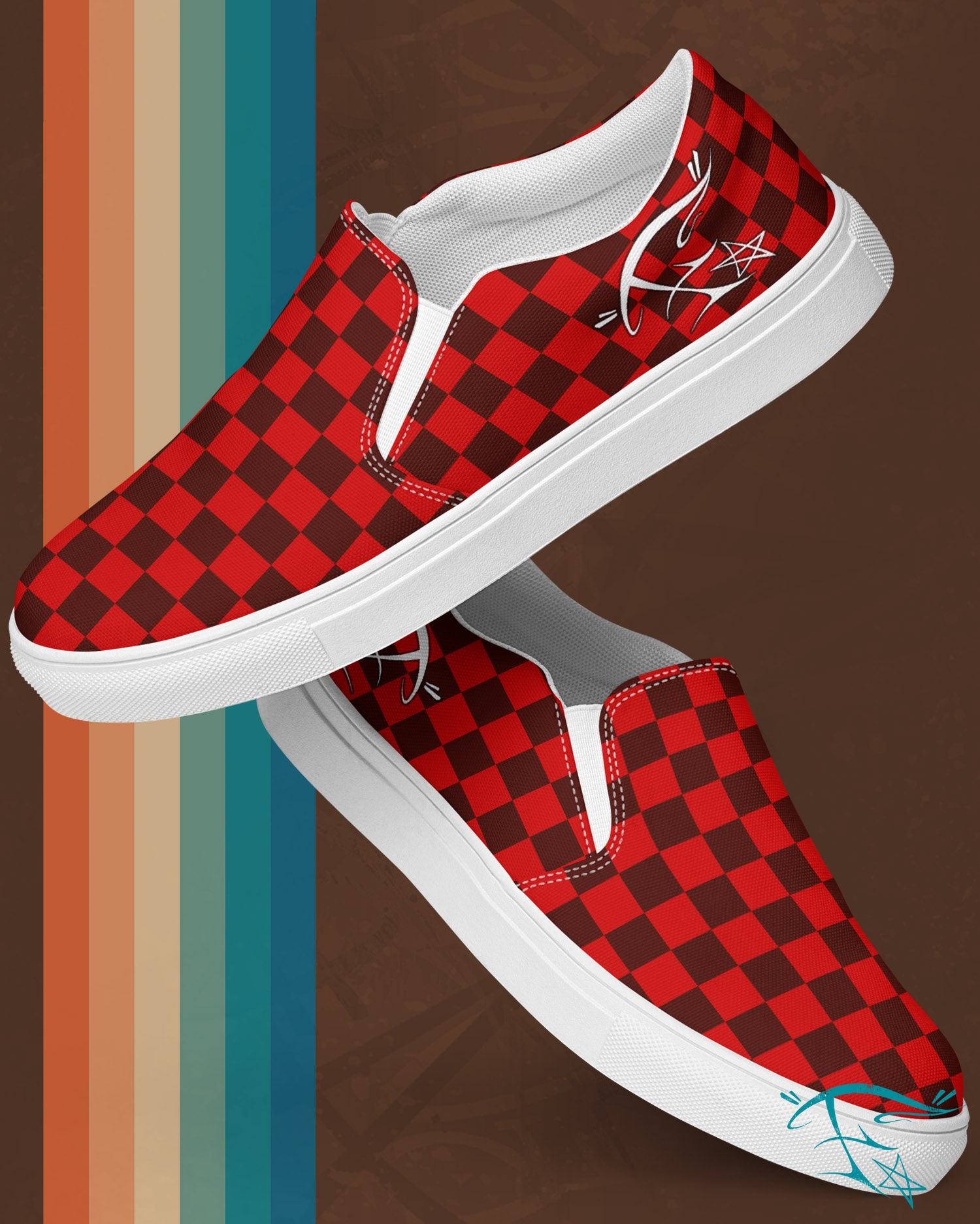 FunkyA$$Clothing Black & Red Cheque | Men’s Slip-on Canvas Shoes