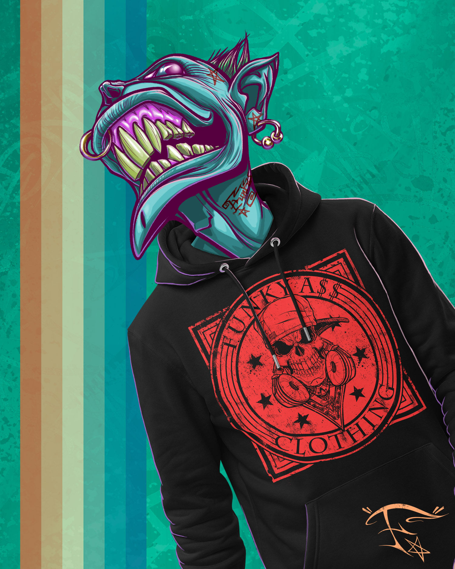 FunkyA$$Clothing Skull & Headphones | Unisex Premium Hoodie