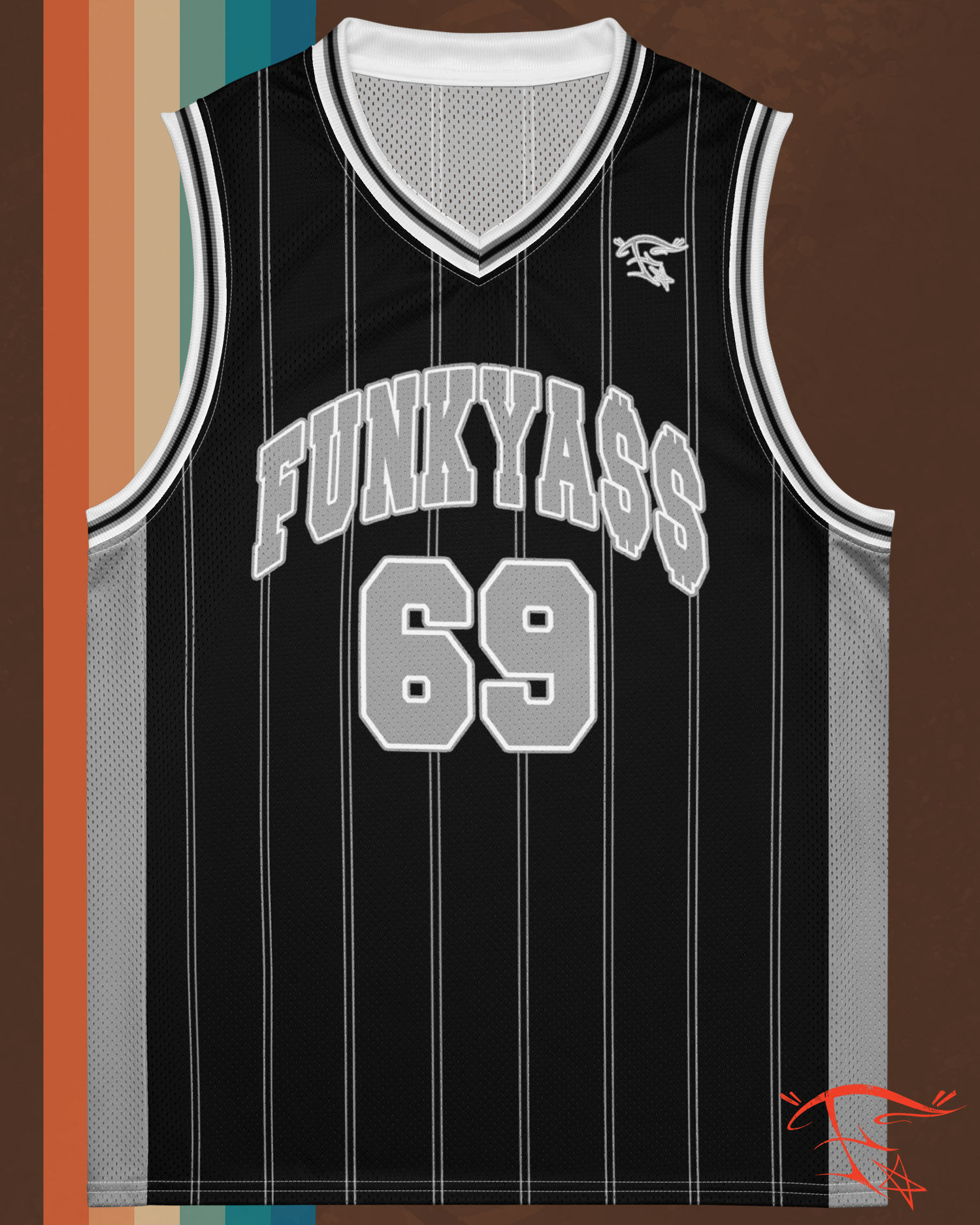 FunkyA$$Clothing 69 Black/Silver Pin | Premium Unisex Basketball Jersey