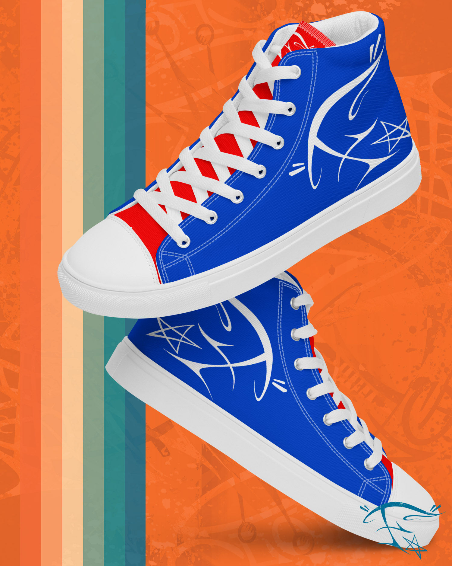 FunkyA$$Clothing Red, White & Blue | Men’s High-Top Canvas Shoes