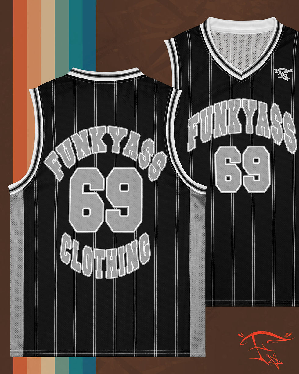 Thumbnail: FunkyA$$Clothing 69 Black/Silver Pin | Premium Unisex Basketball Jersey