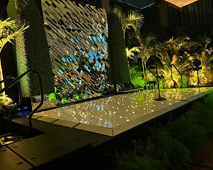Stage, decor and lighting for a party
