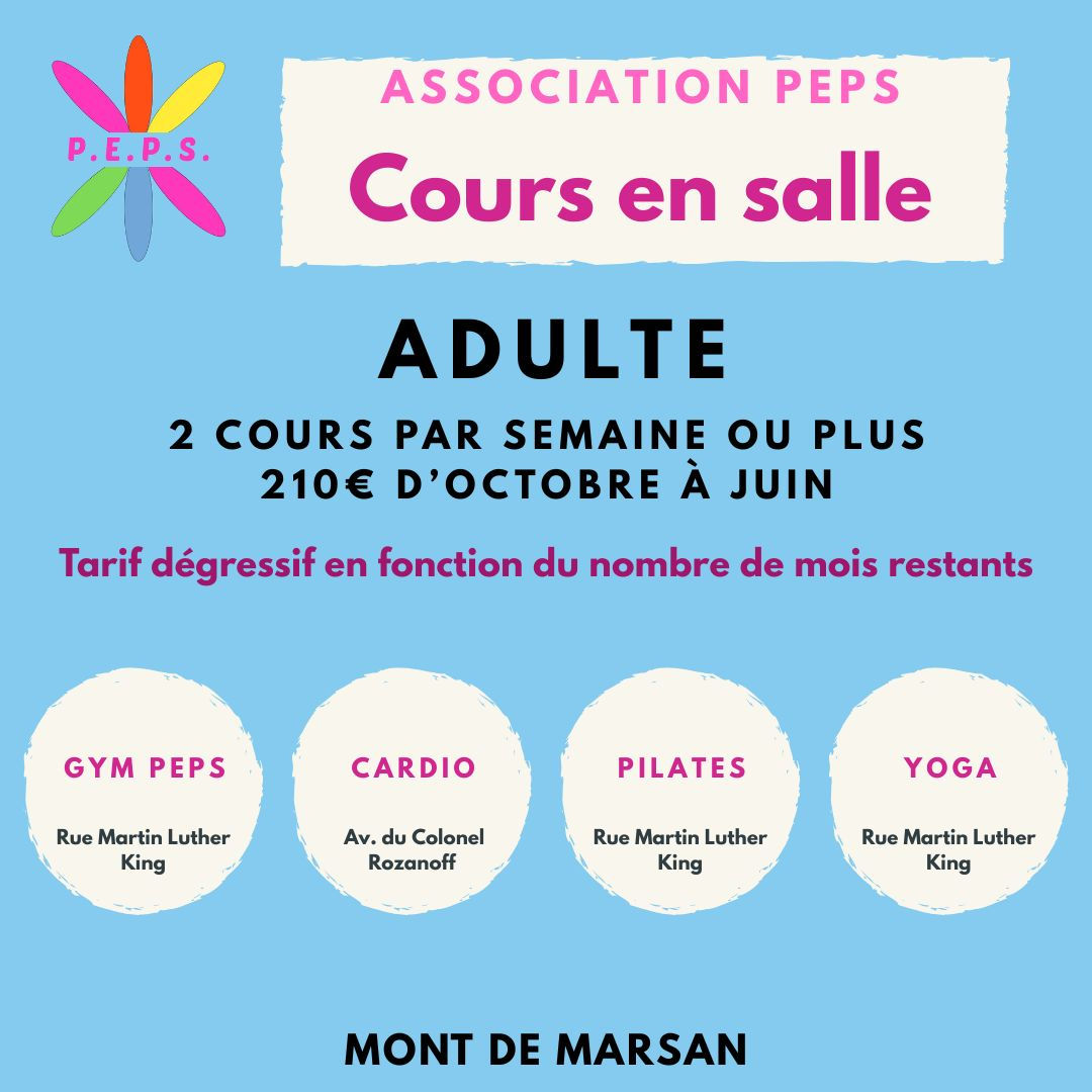 Abonnement annuel adulte 2 cours/sem ou + (hors yoga seul)