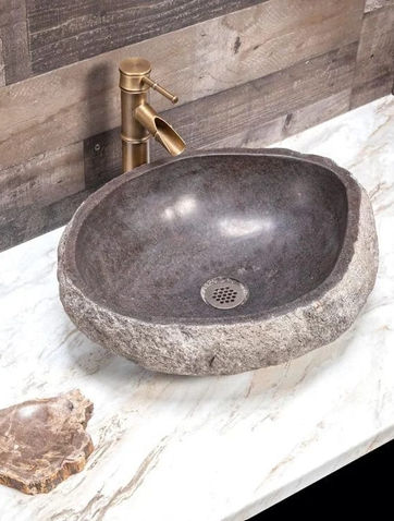 Natural stone sinks, river stone sinks, designer sinks, exotic sinks, Balinese bathroom, Bali, sustainable sinks, eco-responsible sinks, luxury bathroom, World in hands