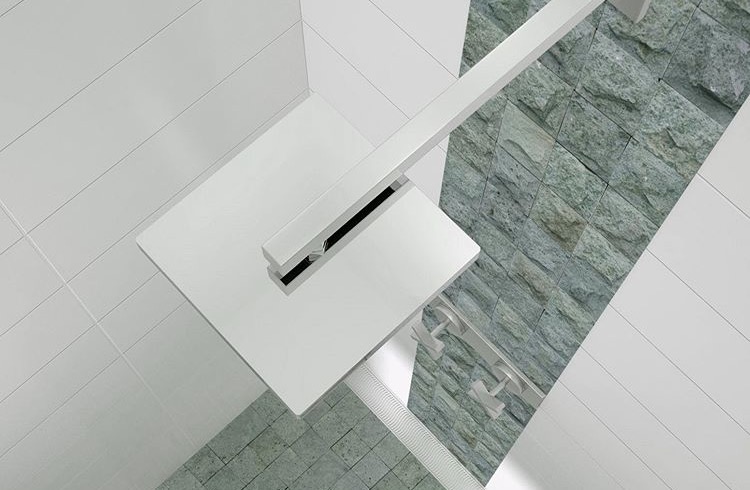 Shower wall made of Balinese stone