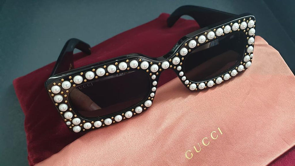 Gucci pearl stud embellished retangle sunglasses