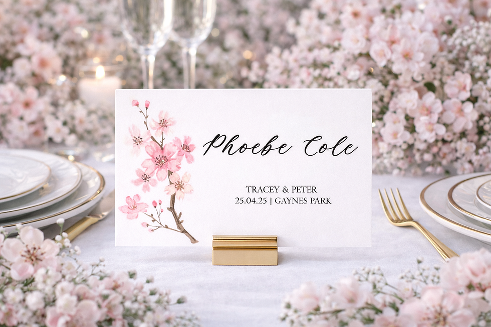 Wedding Place Name Card with Pink Cherry Blossom