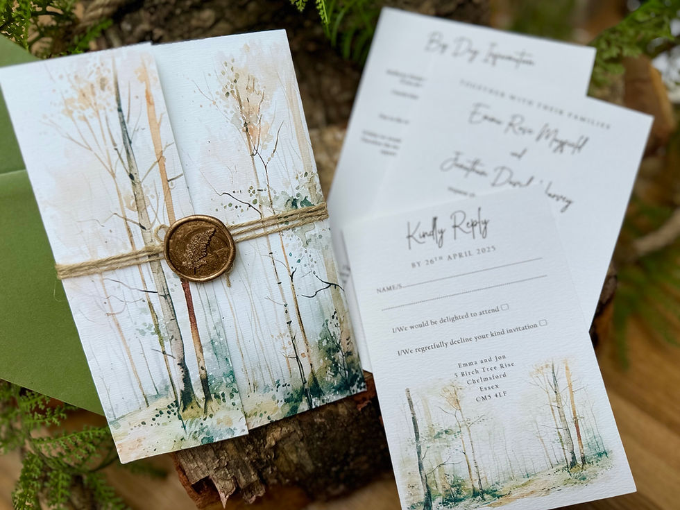 Thumbnail: Woodland/Countryside wedding invite with wallet and insert