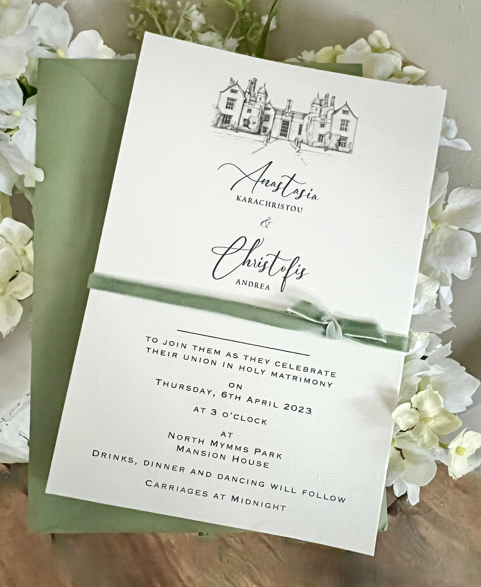 Evening Invite with velvet ribbon