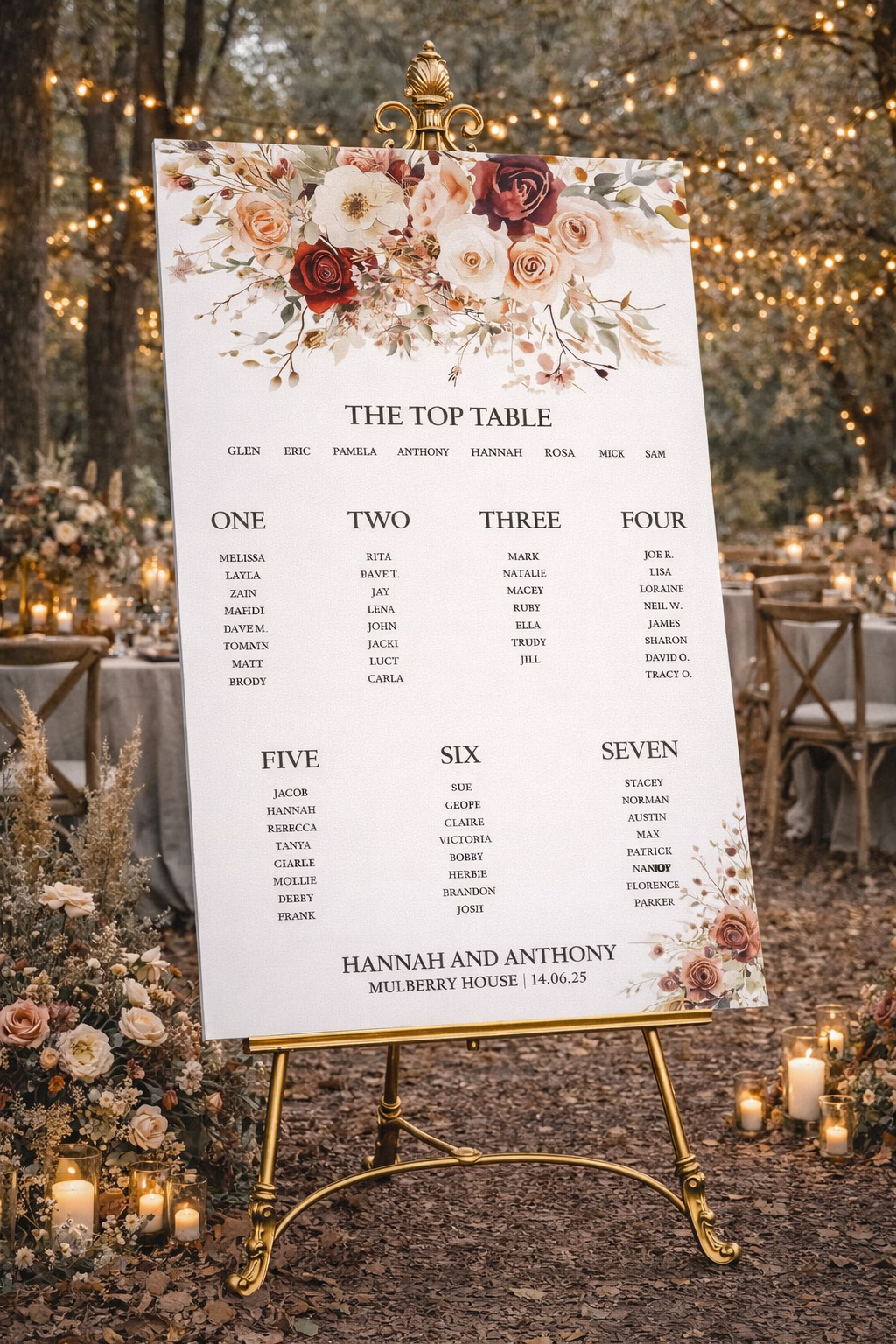 Warm Embrace - Top Border - Wedding Table Plan - A1