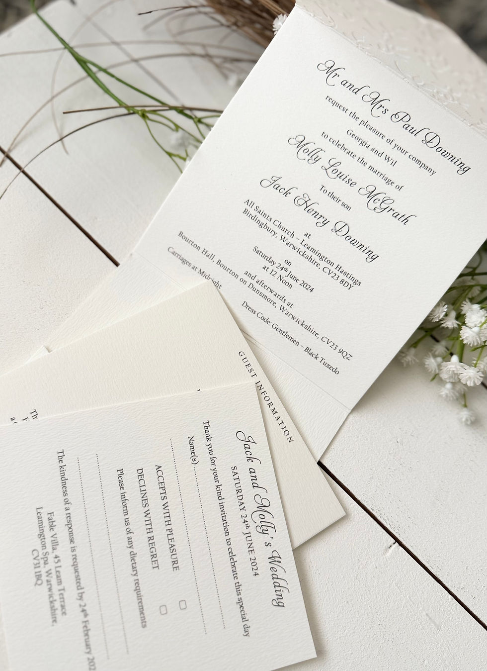 Thumbnail: Blossom - Embossed pocketfold inc guest info and RSVP 