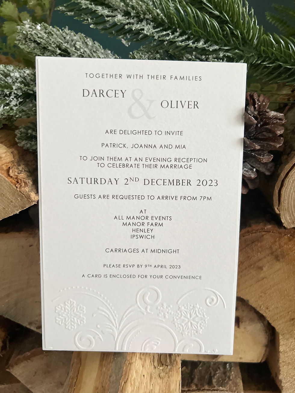 Thumbnail: White Frost - Embossed Wedding Invitation