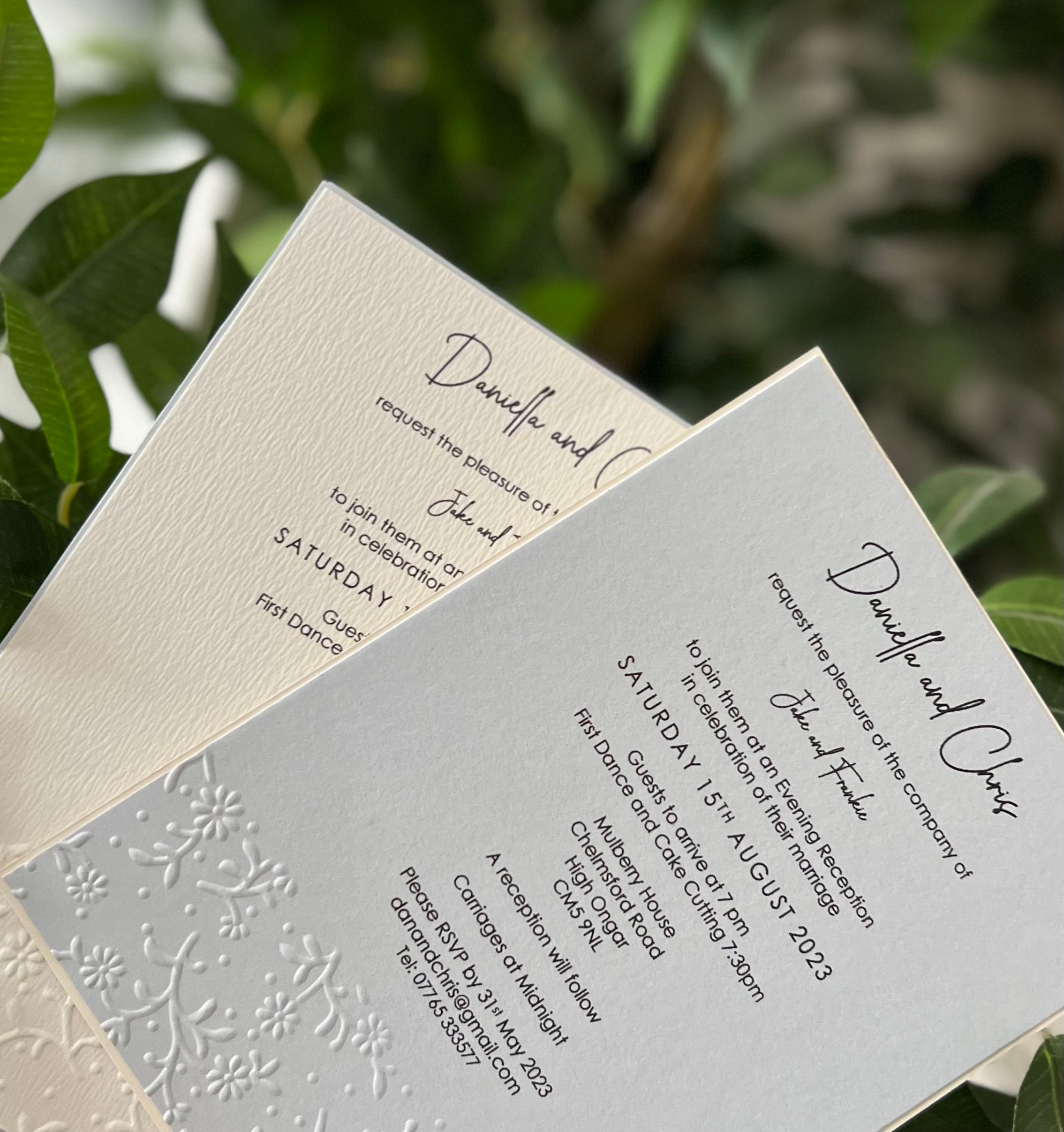 Petit Fleur embossed evening invitation