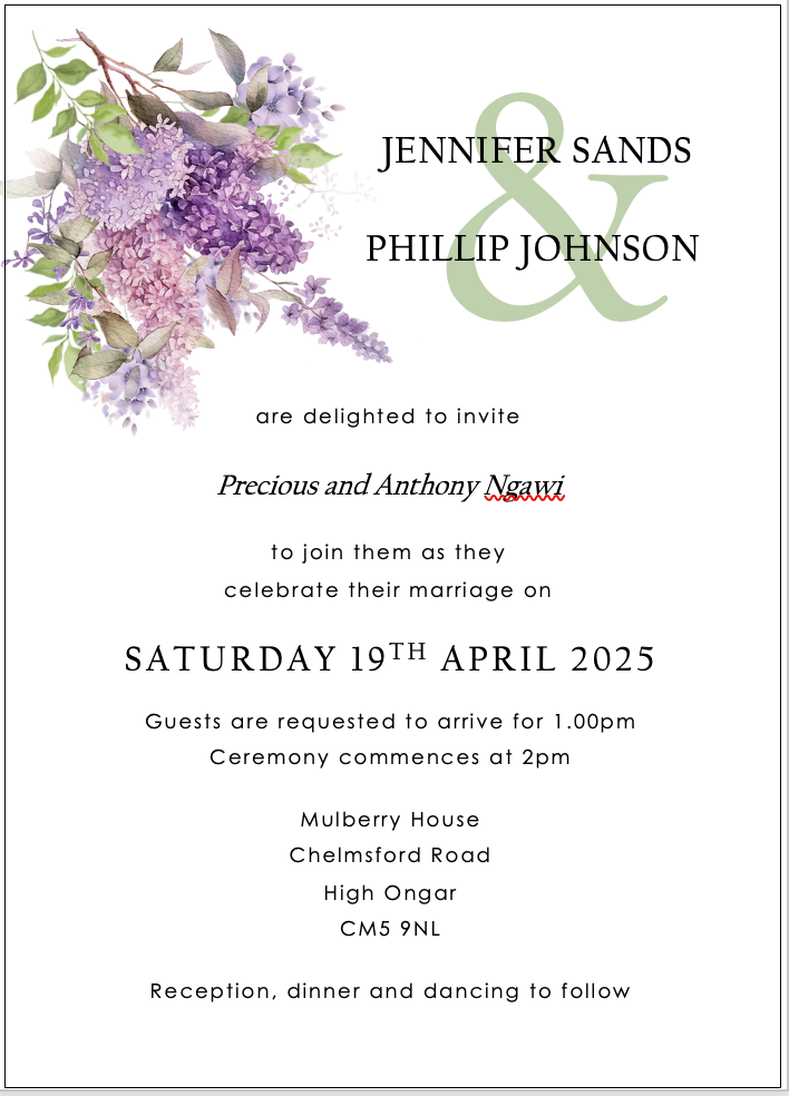 Thumbnail: Guest names entered onto wedding stationery