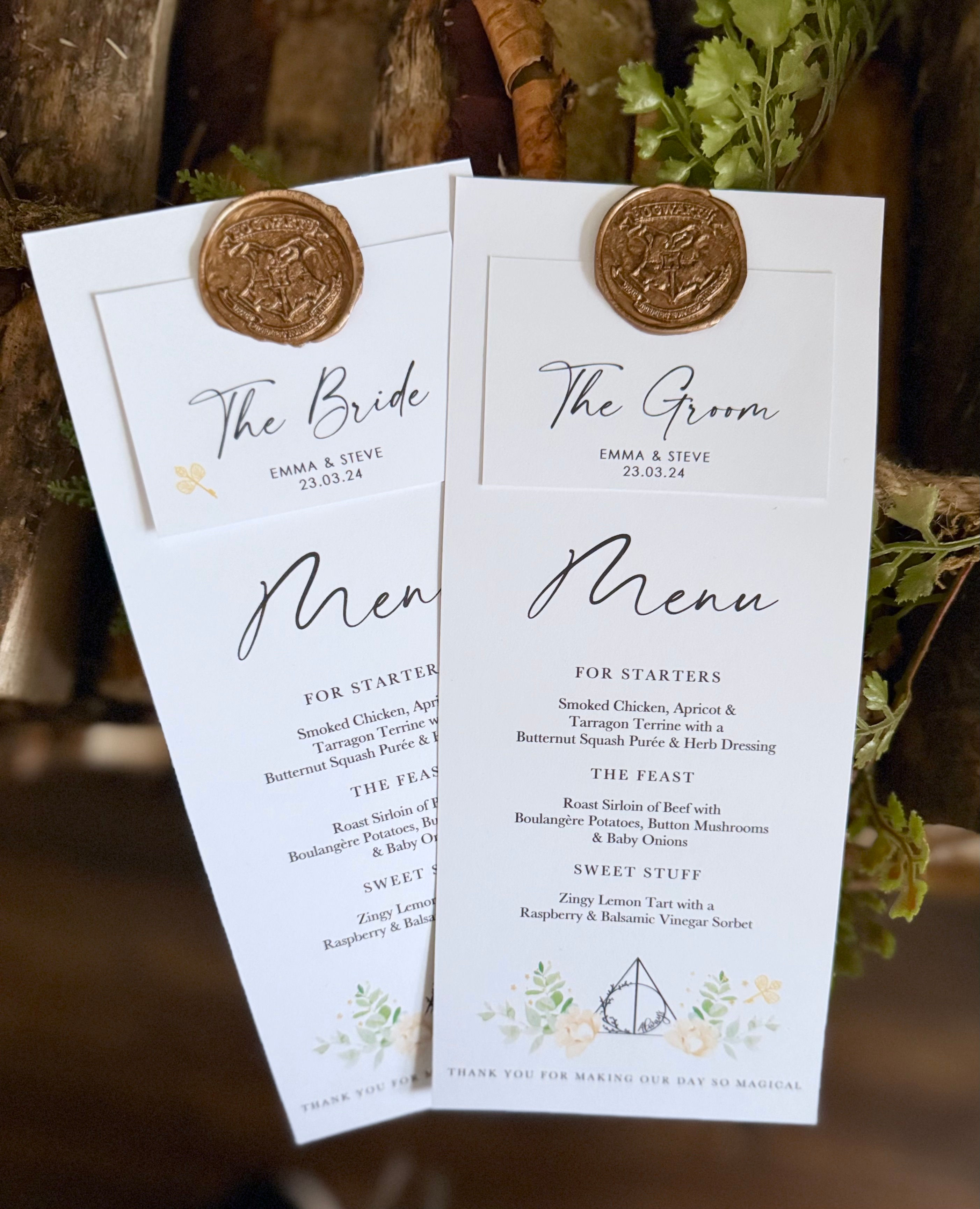 Guest name attached with Hogwarts Wax Seal, Deathly Hallows sign and  "Always" quote