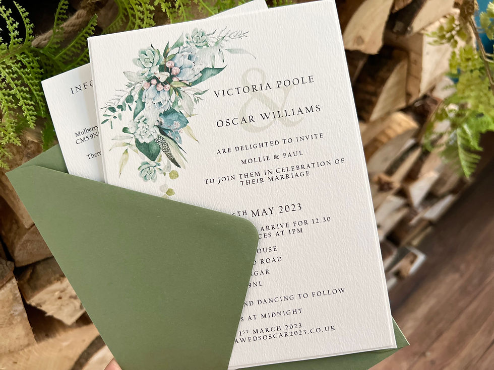 Thumbnail: Wedding Invite with Succulents, Eucalyptus and Sage Foliage