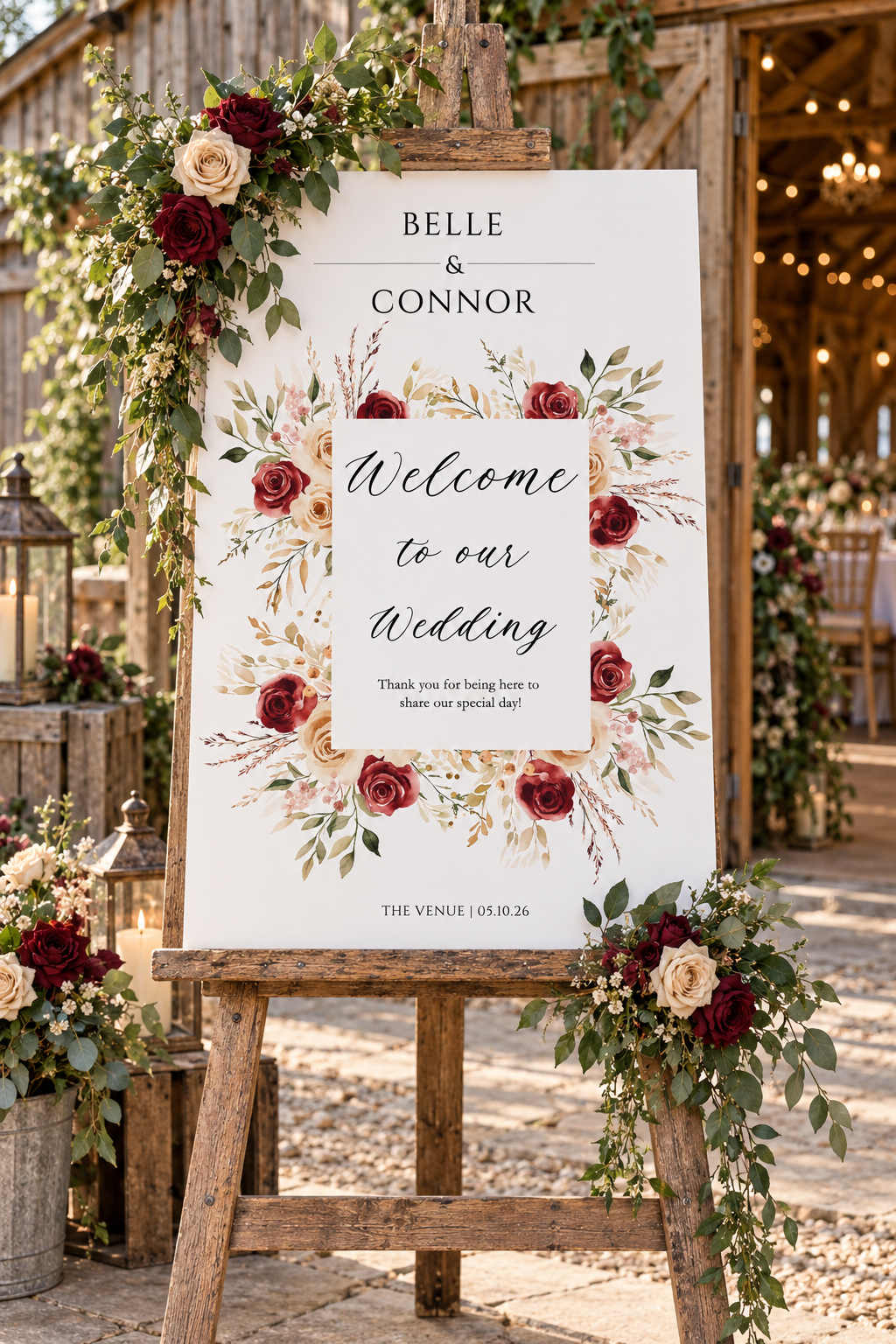Timeless Romance Wedding Day Welcome Sign