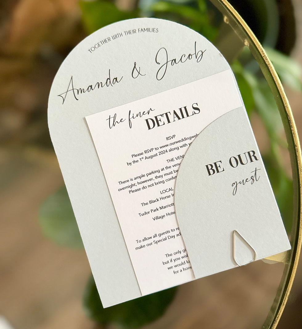 Thumbnail: Contemporary Arch Invites (Cool Dusky Blue and White Suite)