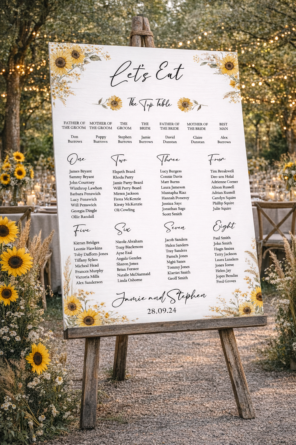 Golden Rays - Wedding Table Plan - A1