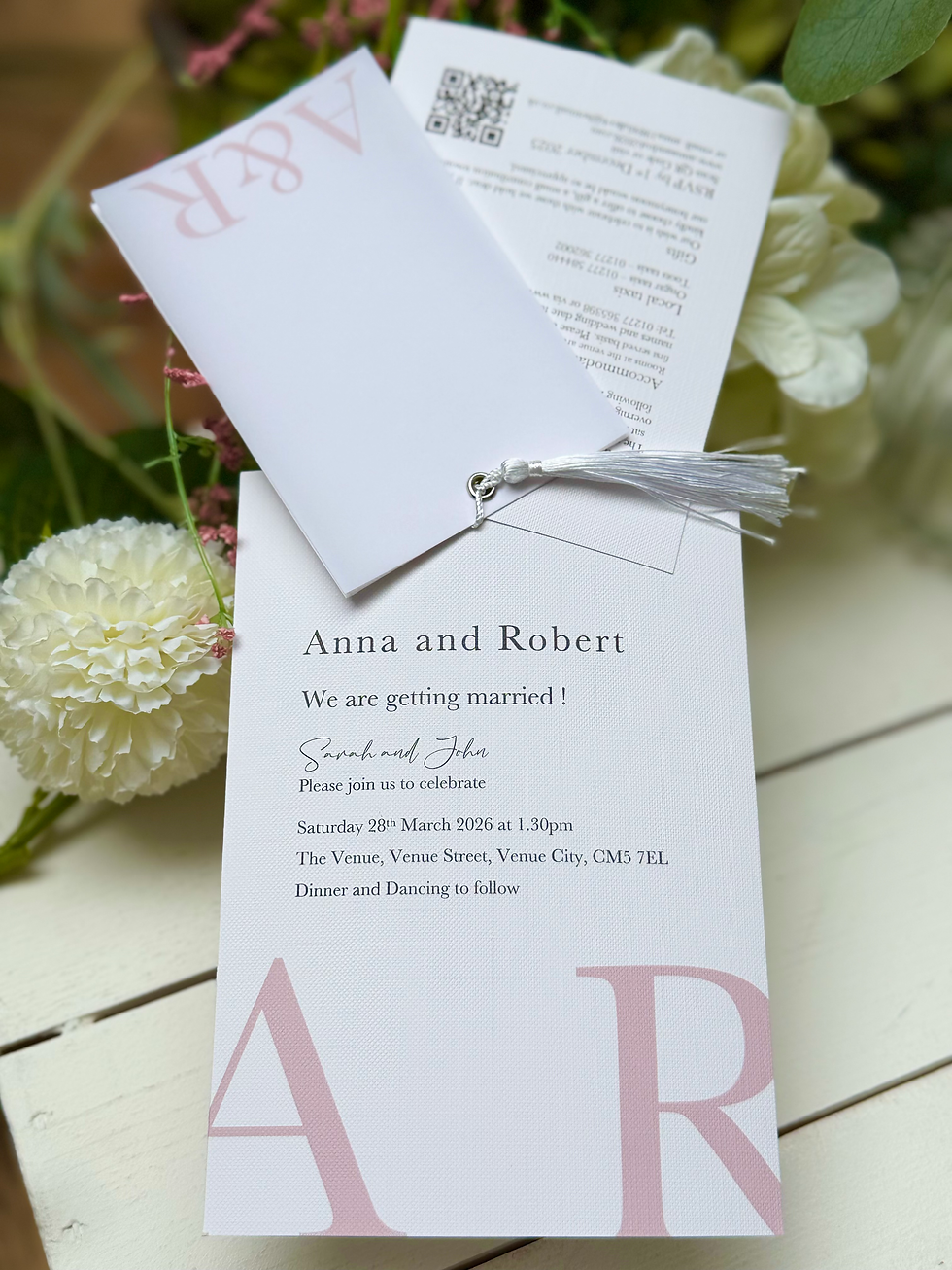 Thumbnail: Ameila - Layered Wedding Invitations (Dusky Pink and White)