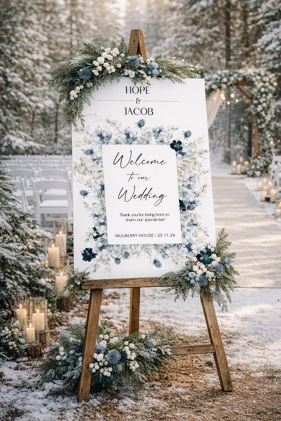 Wedding Day Welcome Sign - Frozen Blues