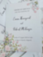 Order of Service booklets for wedding day with roses on