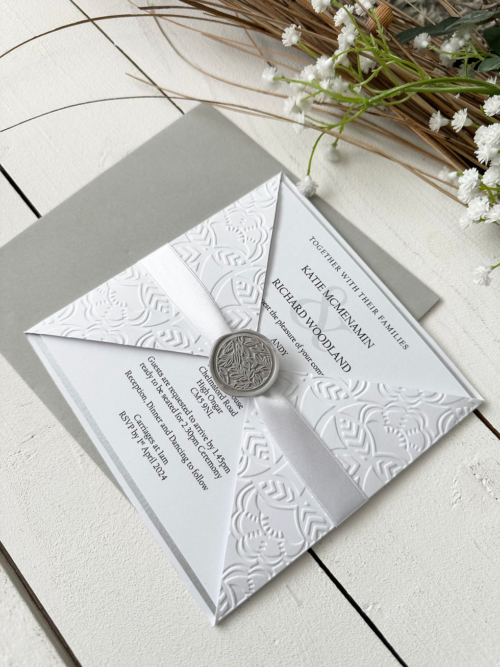 Thumbnail: Wedding invitation with wax seal