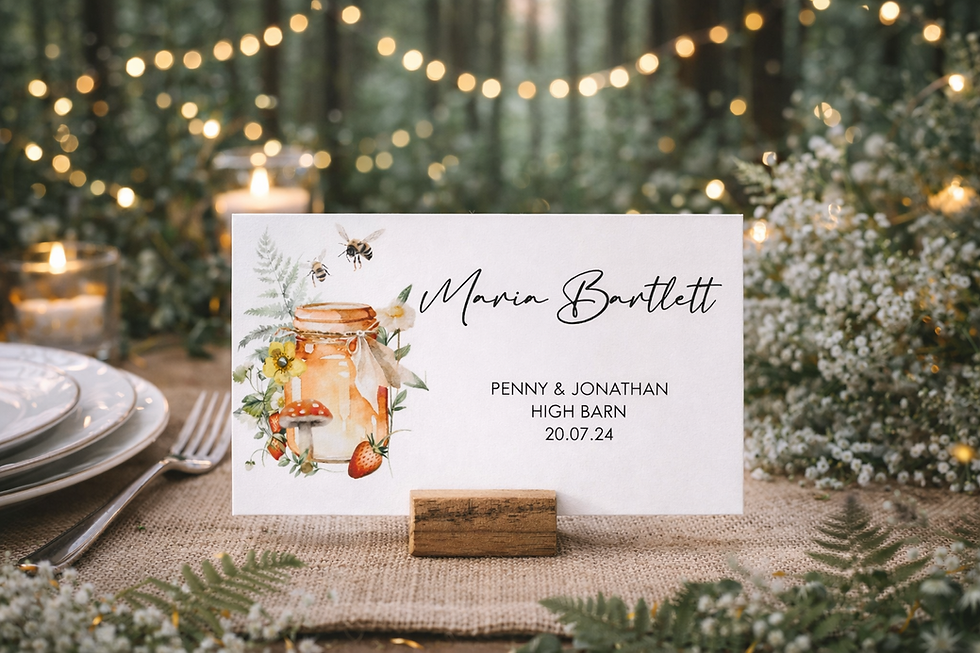 Wedding Place Name Card for woodland themed wedding