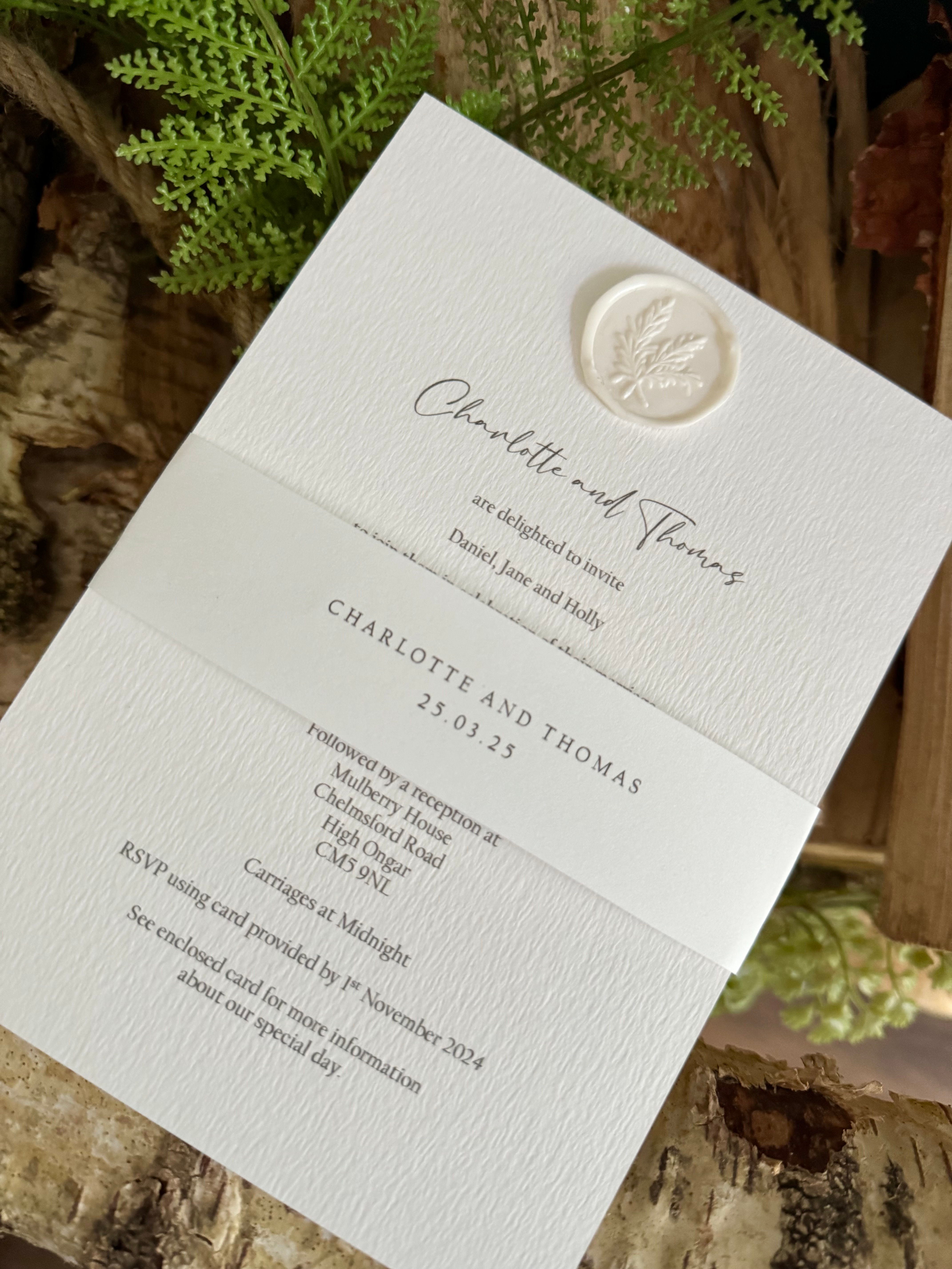 Amore - Invite/Wax Seal/personalised wrap-around/guest info card