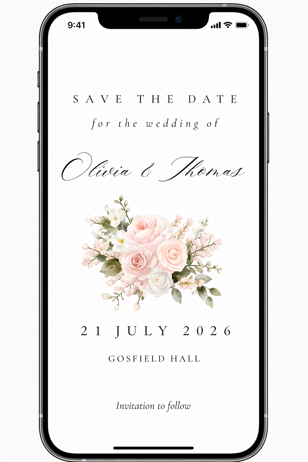 Digital Save the Date - Dusty Rose and white