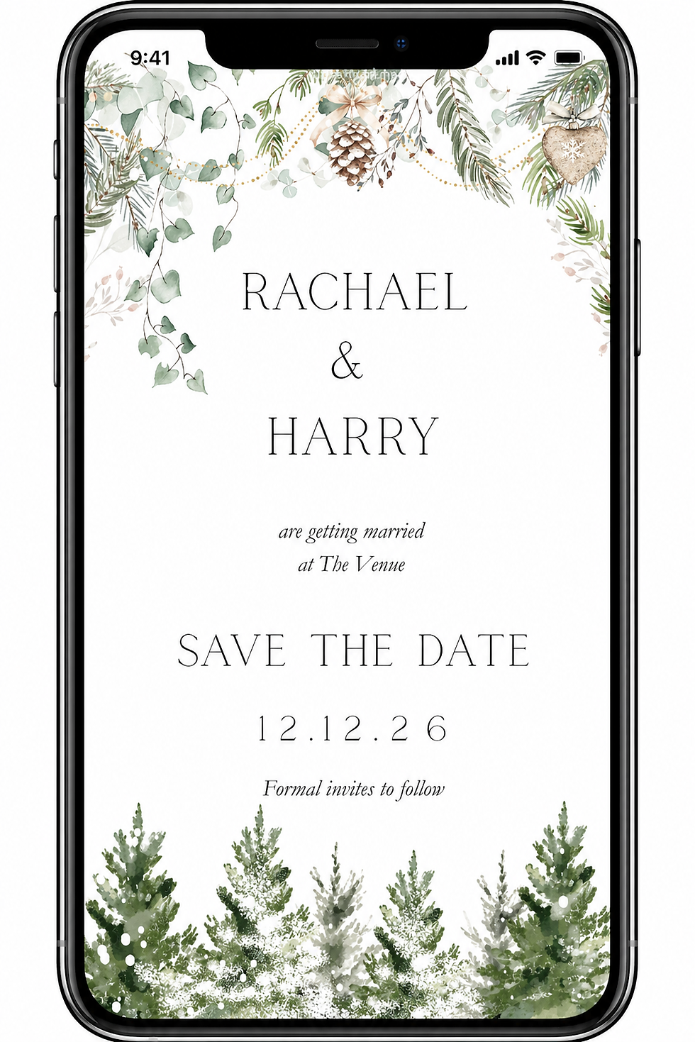 December wedding digital save the date - animated snow, essex weddings