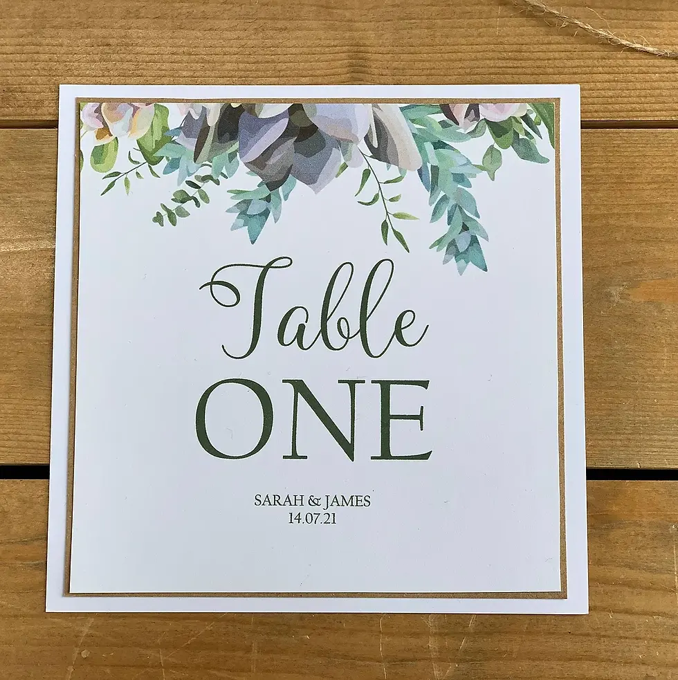Pollyanna Table Name/Number card