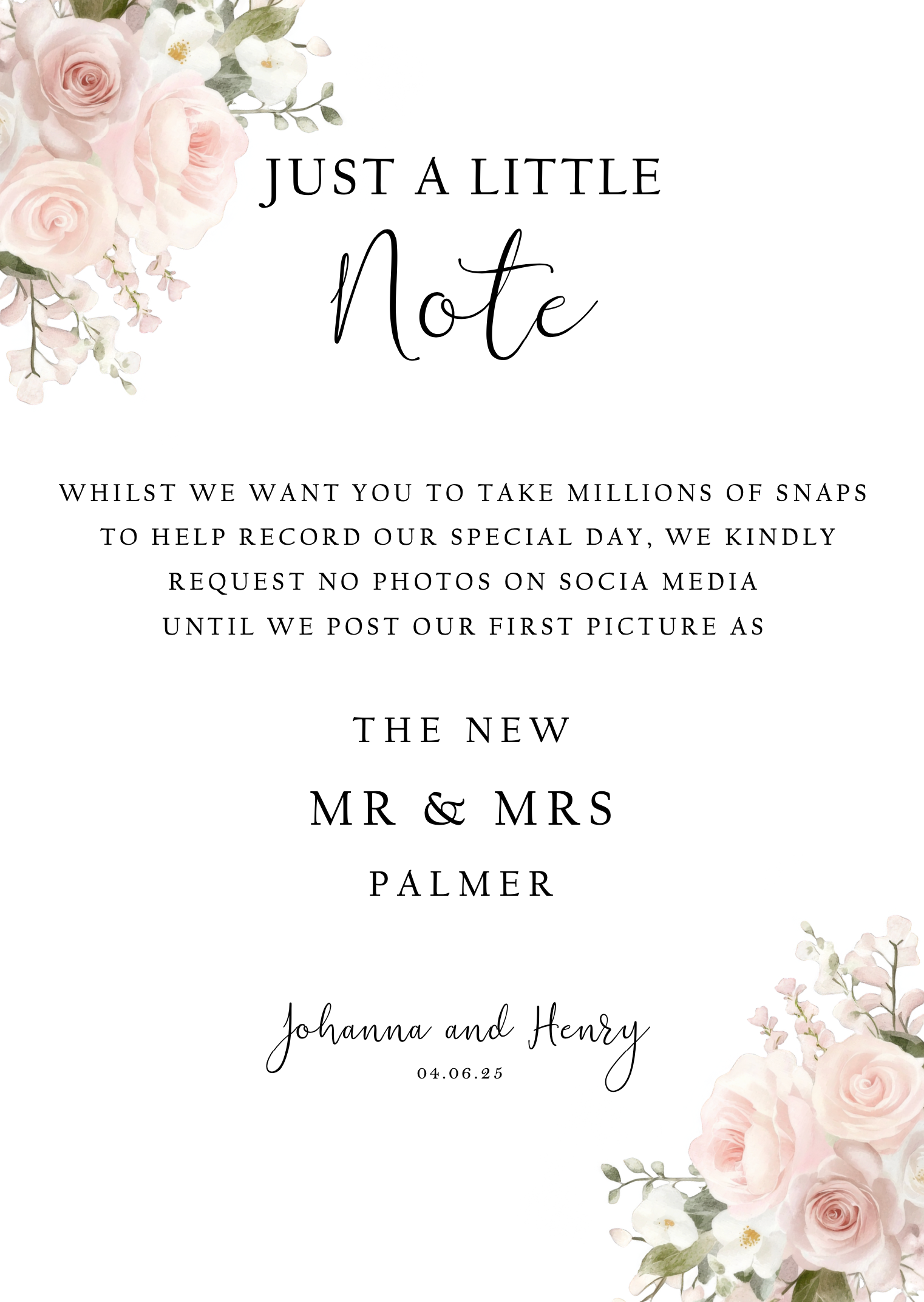 A polite note - Social Media Signage (Dusty Rose)