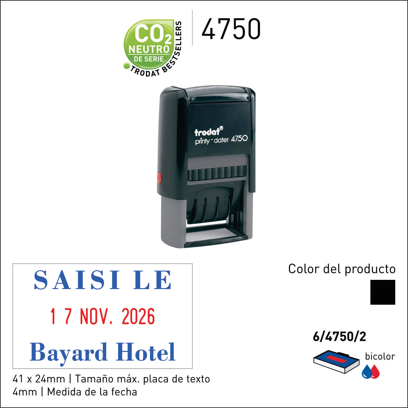 SELLO FECHADOR AUTOENTINTABLE 4750 4.1 X 2.4 CM