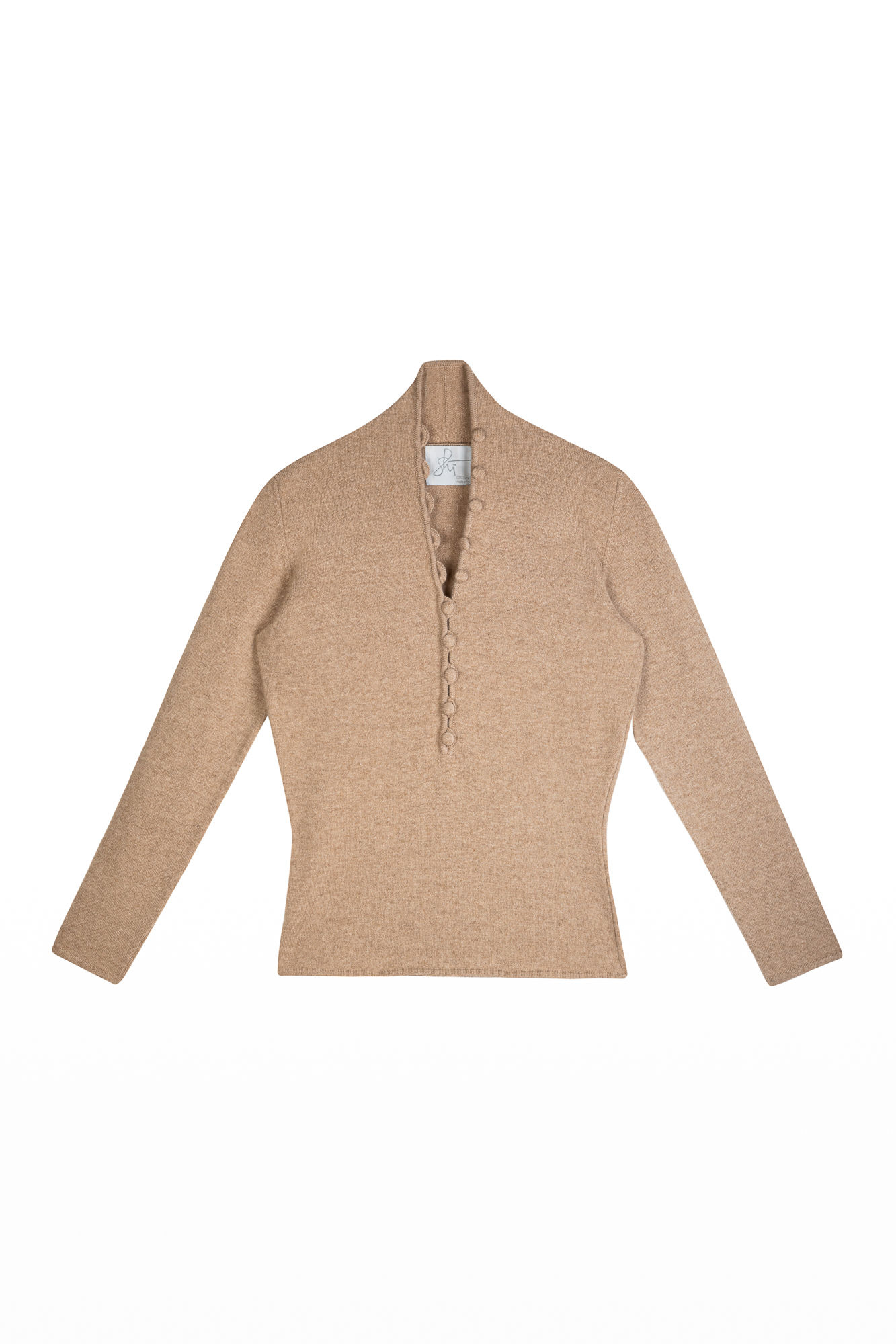 SORELLA fitted cashmere sweater with button details