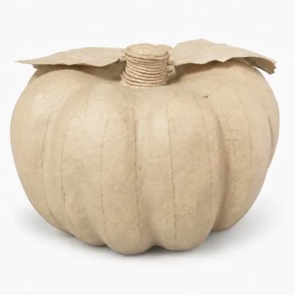 Paper Mache Fall Pumpkin - 4-3/4" H X 8"