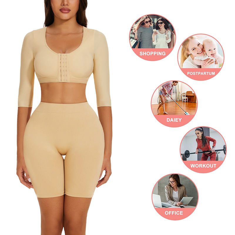 Thumbnail: Upper Arm Shaper Sleeve Compression Top Women Push Up Breast Post Surgery Front 