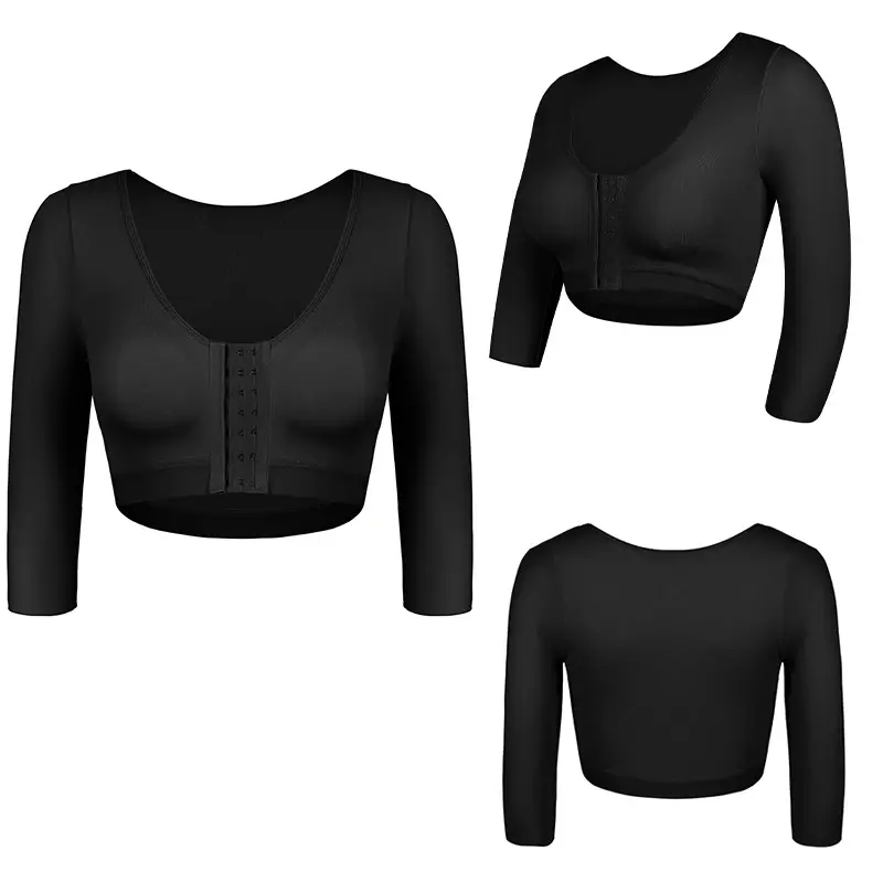 Thumbnail: Upper Arm Shaper Sleeve Compression Top Women Push Up Breast Post Surgery Front 