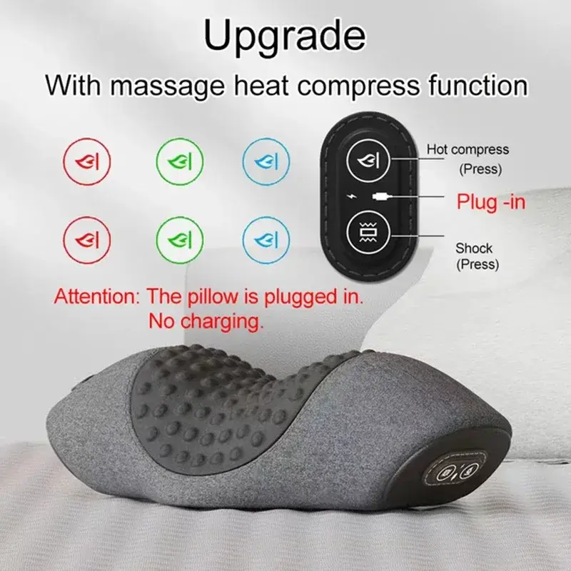 Thumbnail: Electric Neck Massager Pillow Cervical Stretcher Heating Vibration Massage Back 